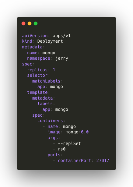 Sample Kubernetes deployment yaml file