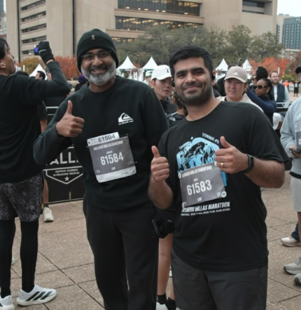 With my friend before the race