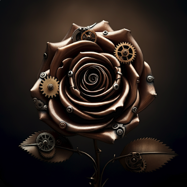 A Steampunk rose generated by Imagen 3